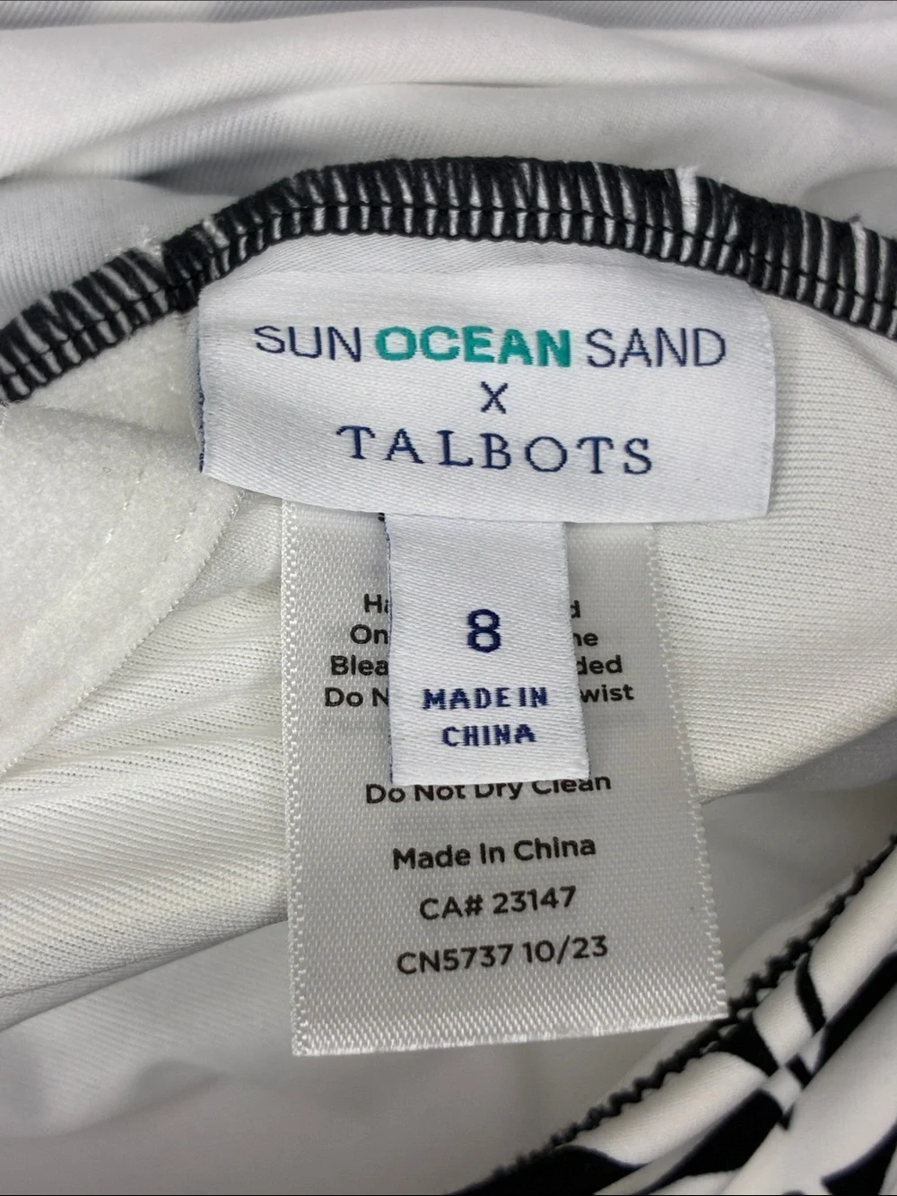 NWT Talbots Black & White Tropical Leaf Short-Sleeve One-Piece